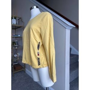 Tommy Jeans y2k long sleeve yellow top, fits a small/xs